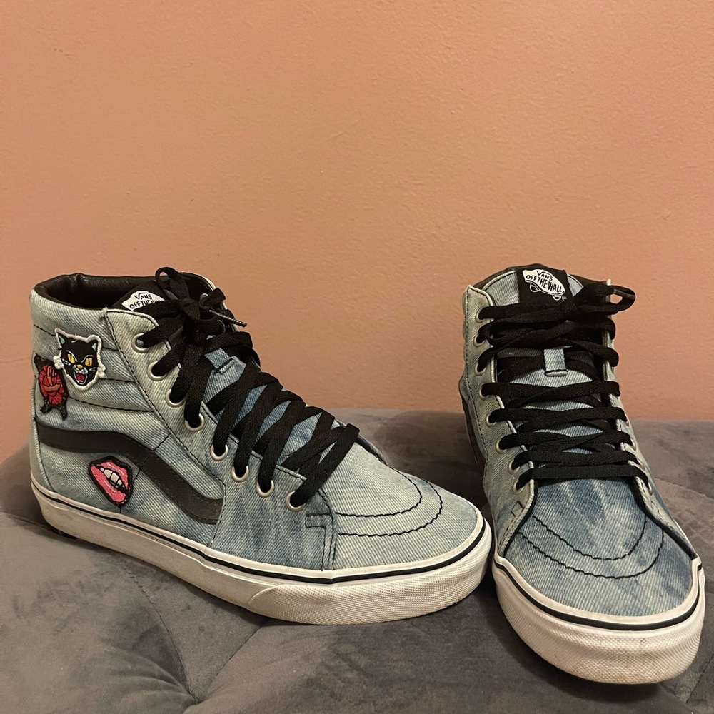 Vans Denim High-Top Sneakers - Black and Light Blue